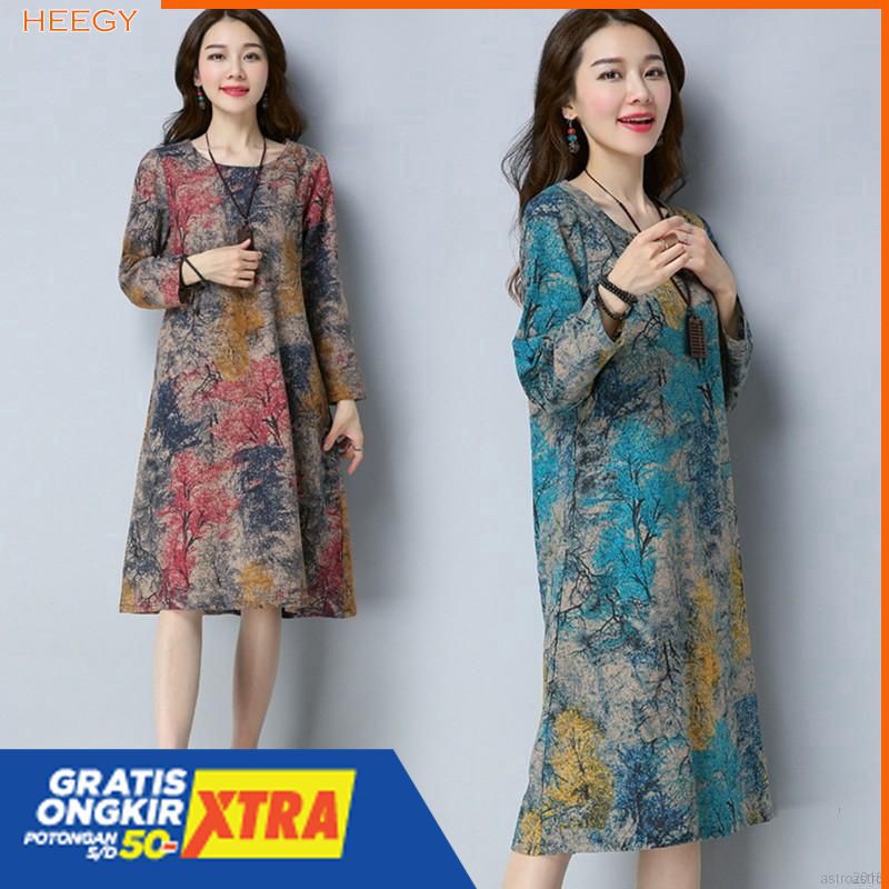 Dress Casual Ukuran Besar dan Bergaya Klasik Gaya Wanita Korea