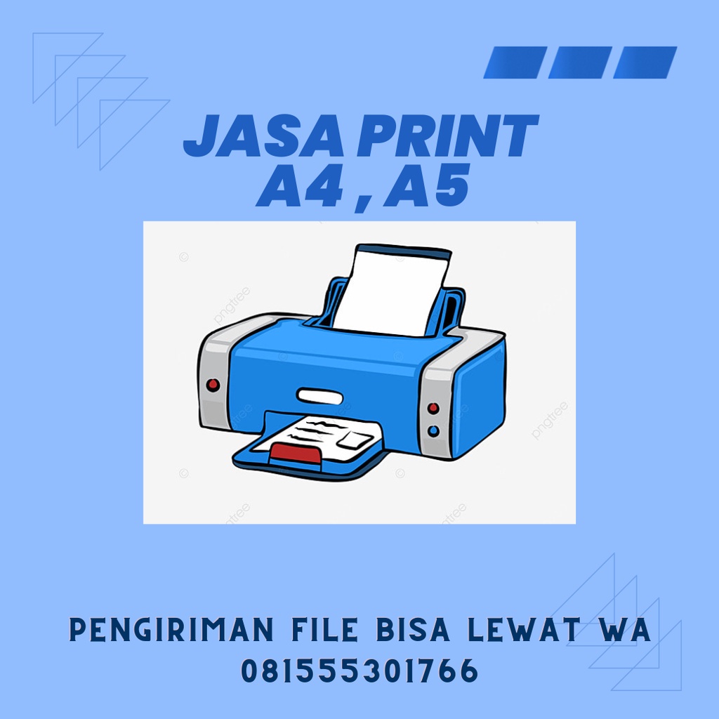 

Jasa print Kertas HVS 80 gsm Ukuran A4 , warna / hitam putih