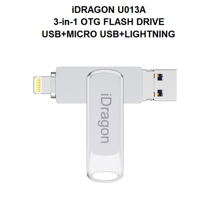 iDRAGON U013A - 3-in-1 Mini USB OTG Flashdrive 64GB Capacity