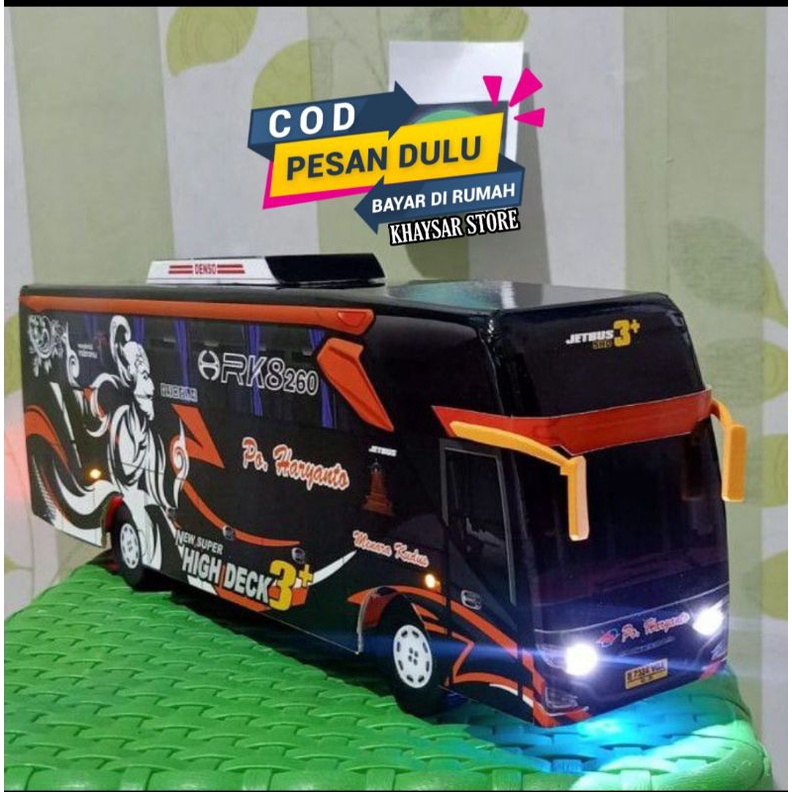 Miniatur Bus bis / mainan bus bis Haryanto wayang BIMA + Lampu