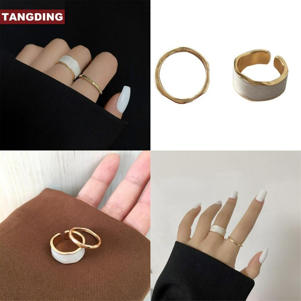 2pcs / Set Cincin Model Terbuka Gaya Korea Simple