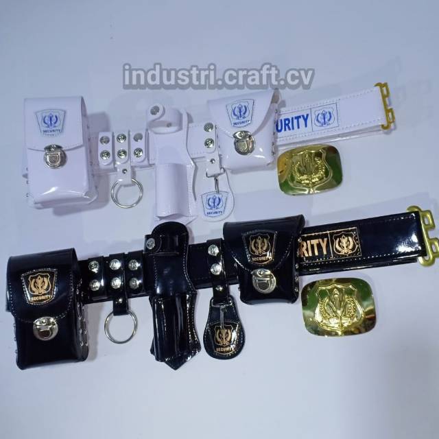 KOPEL SABUK SATPAM SECURITY FULLSET KEPALA BANGKOL IKAT PINGGANG SATPAM SECURITY PRIA HITAM &amp; PUTIH - KS01