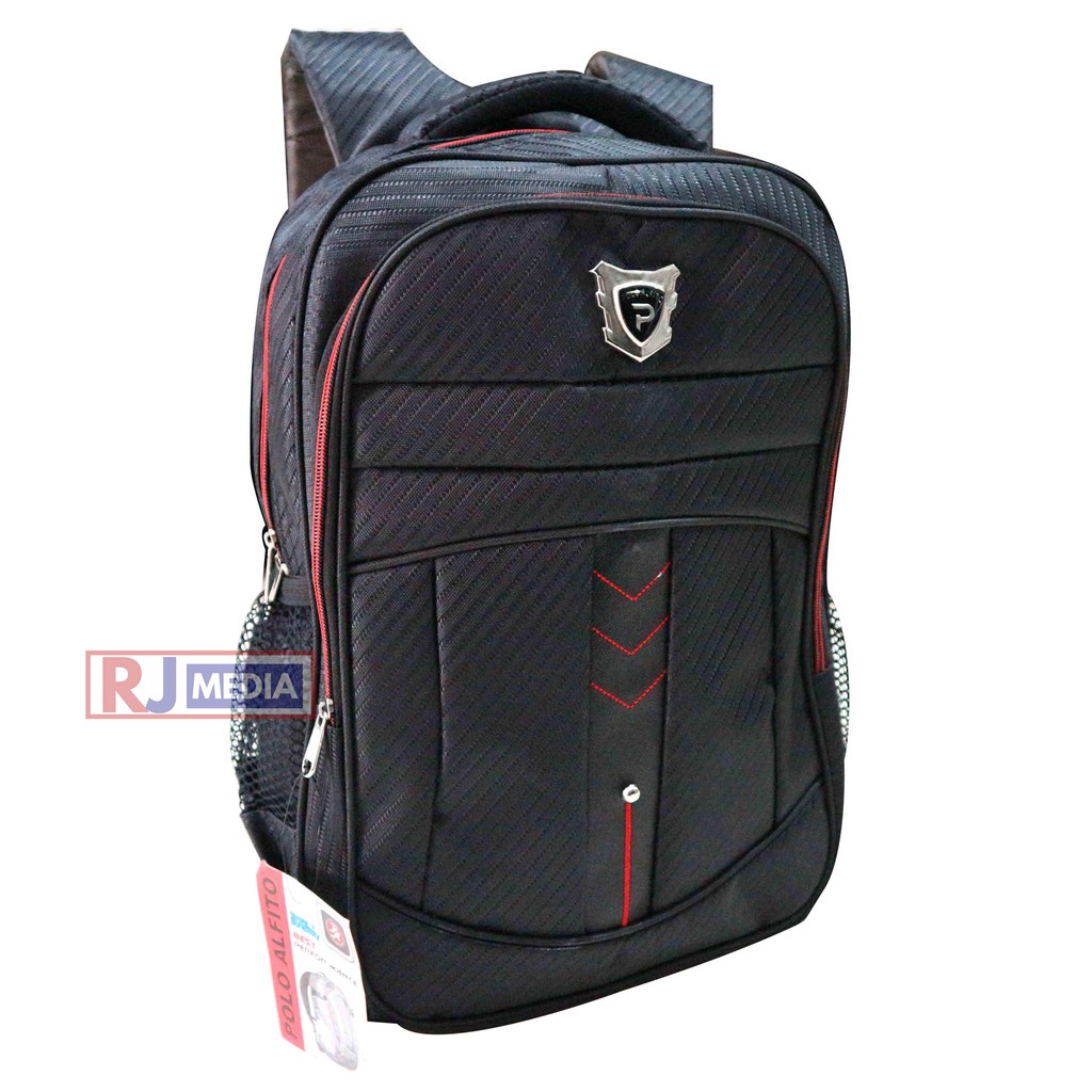 [COD] Tas Ransel Laptop Polo Alfito Original Hitam Backpack Sekolah SD SMP SMA Ukuran Compact Tas Sekolah Murah Laptop In Bonus Raincover