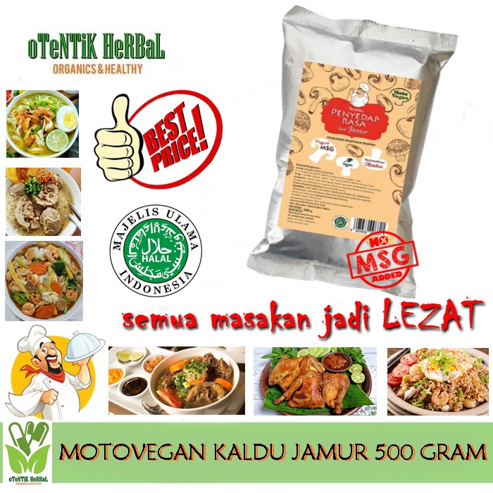 

MOTO VEGAN MOTOVEGAN KALDU JAMUR NON MSG BUMBU MASAK PENYEDAP RASA HALAL MUI 500 GRAM