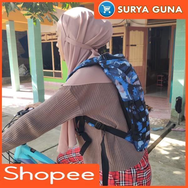jual tas punggung sepeda loreng biru tas punggung buat sepeda