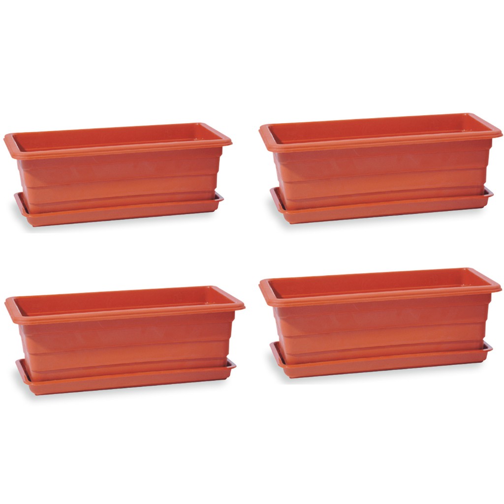 Claris Paket Isi 4  Pcs Pot 5767/ Pot Segi Panjang +Tatakan / Pot plastik