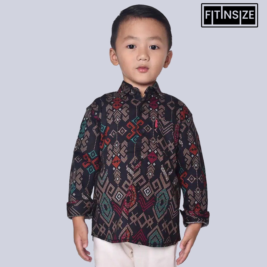 BATIK ANAK Dolby Dolbi Dobi Dobby Doby Tenun Slimfit Katun ATBM Baron Sarimbit Couple Premium Long Black.