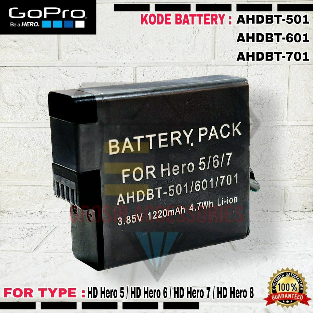 Baterai Original GoPro Replacement Battery Taffware 1220mAh AHDBT-501 AHDBT-601  AHDBT-701 For Type Hero 5 , Hero 6 , Hero 7 , Hero 8