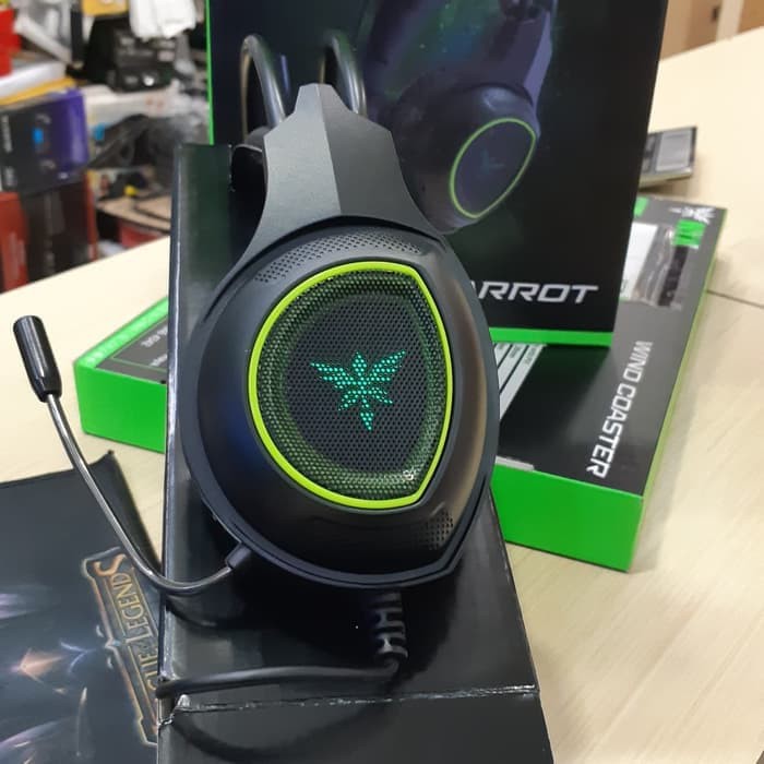 Headset Gaming NYK HS-P09 PARROT USB 7.1 Sound Green LED - NYK HS P-09