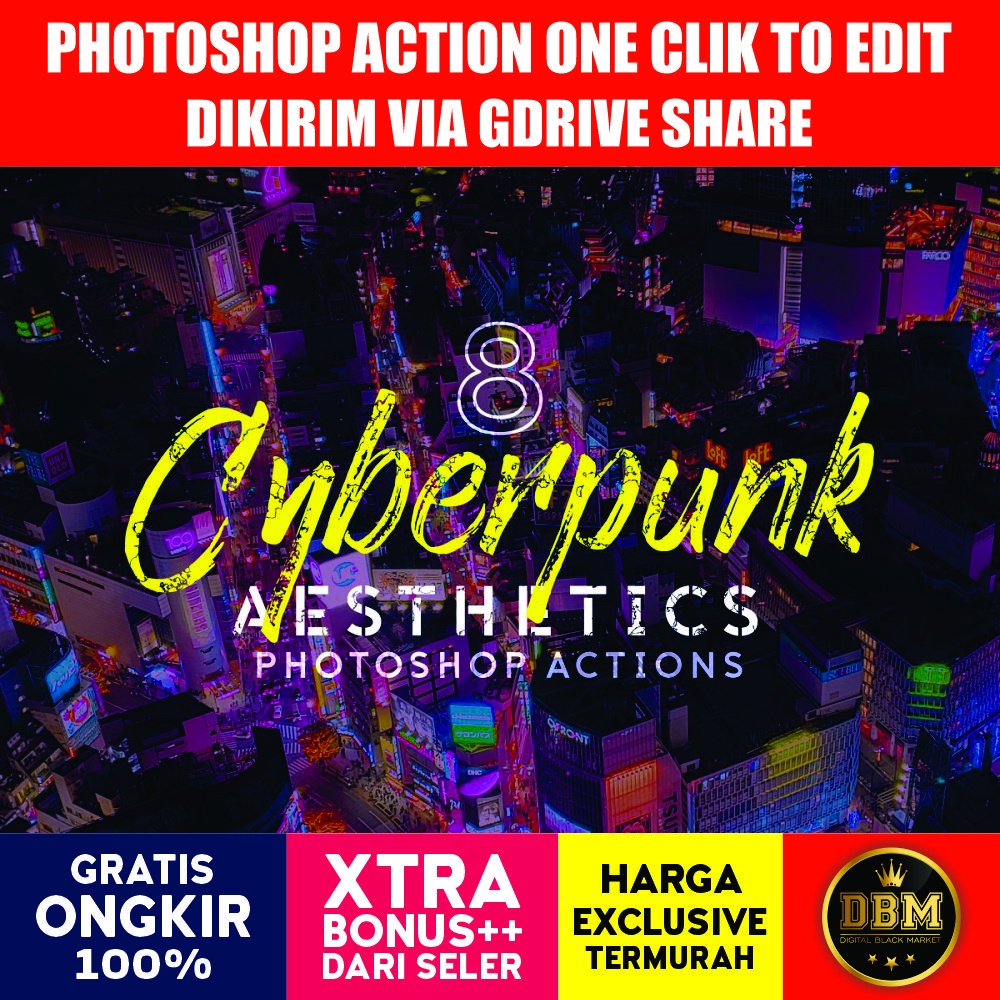 8 Cyberpunk Aesthetics Photoshop Actions and LUTs