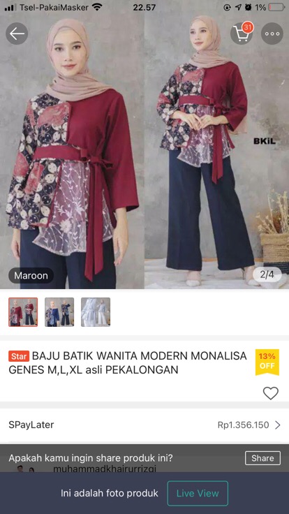 Baju Batik Wanita Modern Monalisa Genes M,l,xl Asli Pekalongan