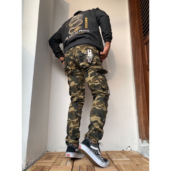 Celana Cargo Panjang Loreng Tentara Army Inggris Unisex Pria Wanita Original Katun 27-32 Slim fit Terbaru