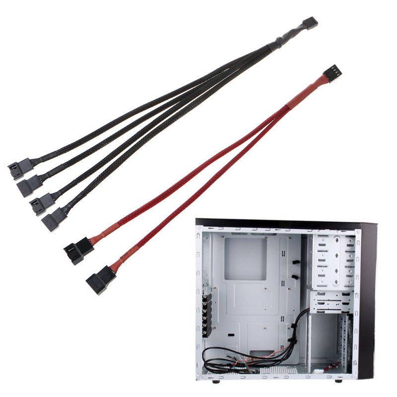 Btsg 4Pin PWM Fan Splitter Cable Sleeve Braided Adapter 3Pin/kabel Kipas Pendingin 4Pin