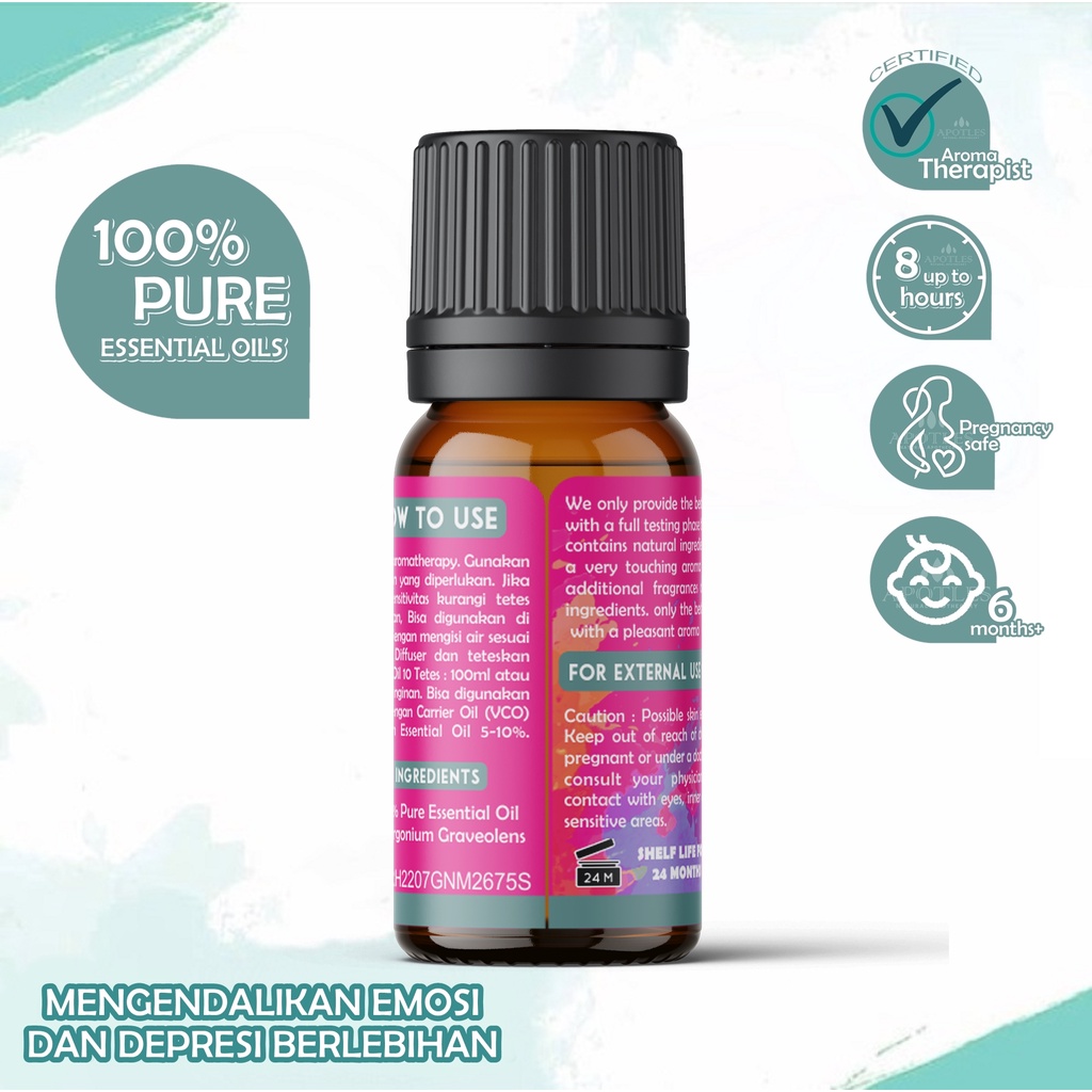 Geranium Essential Oil - Minyak Aromaterapi Bunga Geranium Pure Essential Oil 10ml