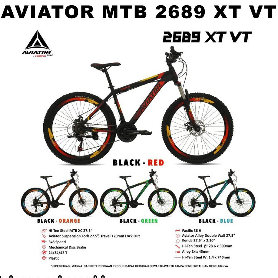 Mutiara Sepeda - SEPEDA MTB AVIATOR 27.5 INCH  AT 2689 XT VT