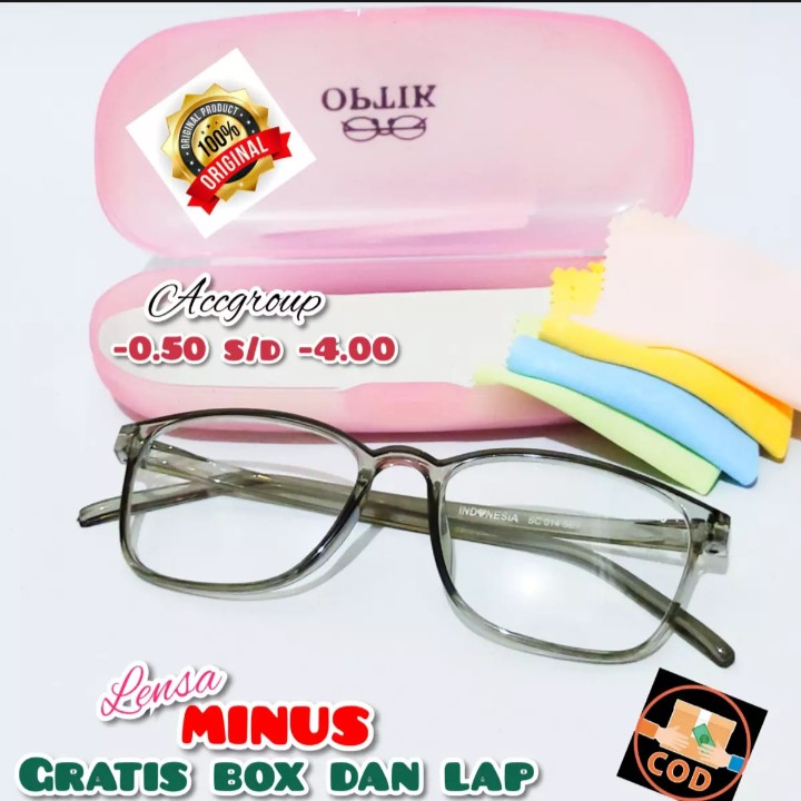 Kacamata Lensa Minus (-), Ukuran -0.50 sampai -6.00, Unisex Sunglasses, Vintage, Wanita Pria Gratis Box Dan Lap