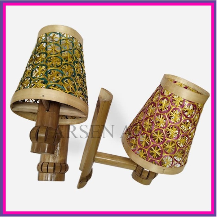 Kerajinan Tangan Hiasan Lampu Dudukan Lampu Bambu