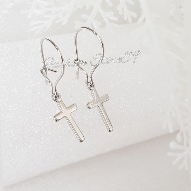 Anting Jurai Salib Silver Xuping Perhiasan Lapis Emas Impor Xuping Yaxiya Bestquality Fashion Salib simple elegan