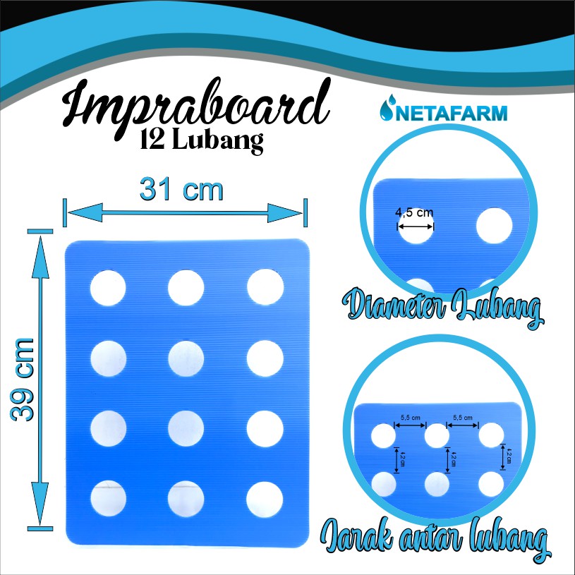 Impraboard Tutup Bak Baki Hidroponik 12 Lubang Sistem Wick