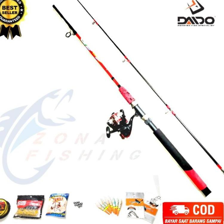 [ART. 744] Set Pancing Laut Joran Daido Manta Fiber Solid 165/180cm/16 KG { PAKET KOMPLIT }