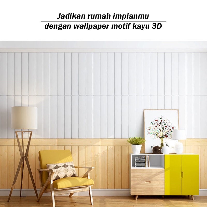 Wallpaper Dinding Foam 3D MOTIF KAYU 70 X 70CM 3MM-3