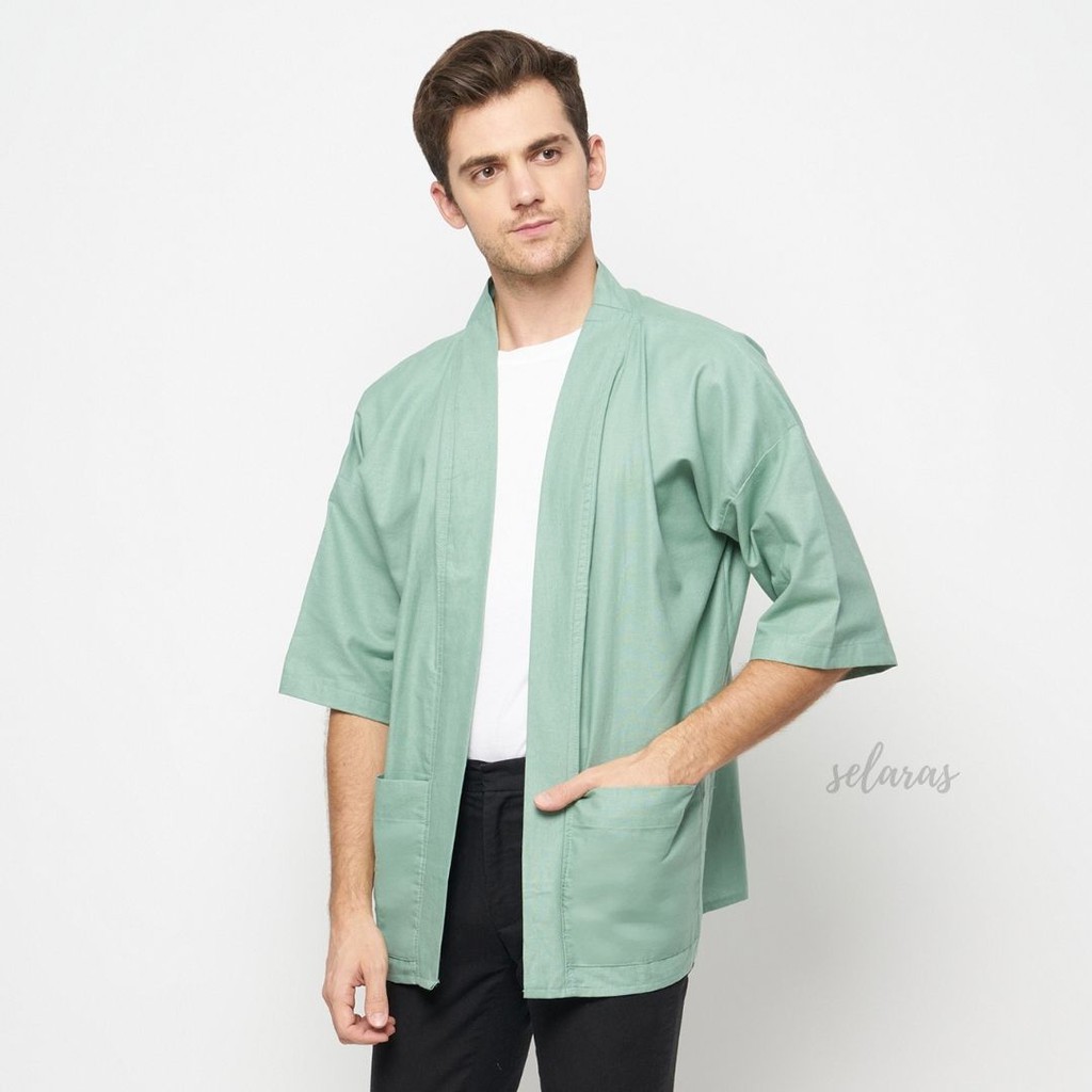 OUTER KIMONO UNISEX / KIMONO OUTER LINEN / JAKET KIMONO JEPANG / OUTER CASUAL LENGAN PANJANG