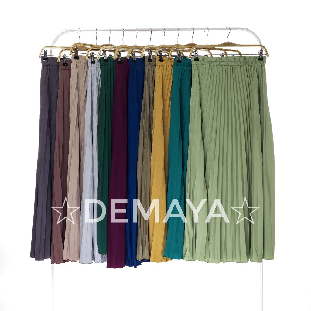 Rok Plisket Panjang EKONOMIS Demaya 881.A Rok Rempel Mayung Flowy Pleated Skirt Flare Skirt