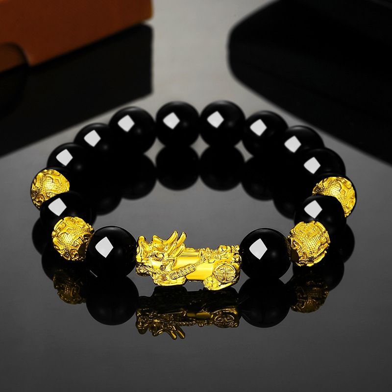 Gelang Naga EMAS HOKI Black Jade Giok Fengshui Gelang Giok Pria Wanita