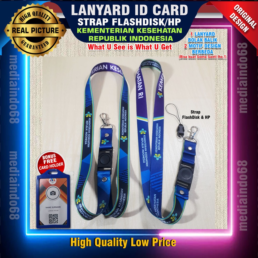 

KEMENKES RI Lanyard Gantungan ID Card , StrapHP, Flashdisk,Kunci