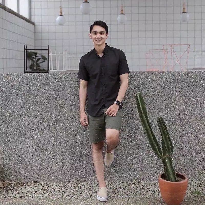 Kemeja Pria Lilac Lengan Pendek Import Hijau Slimfit Lilac L0X2 Premium Unisex Printing Keren Pantai