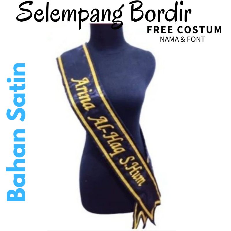 Selempang Wisuda Nama Bordir Satin List