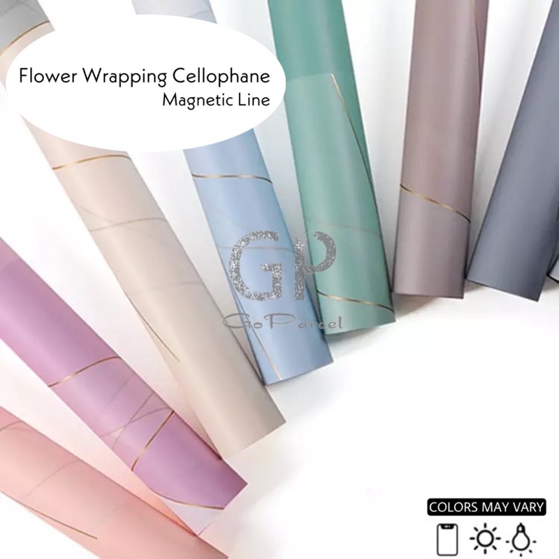 ( 5 Lembar ) MAGNETIC LINE - FLOWER WRAPPING PAPER KOREAN PLASTIC CELLOPHANE KERTAS BUNGA / FLORIST/ BUKET BUNGA / KARANGAN RANGKAIAN BUNGA