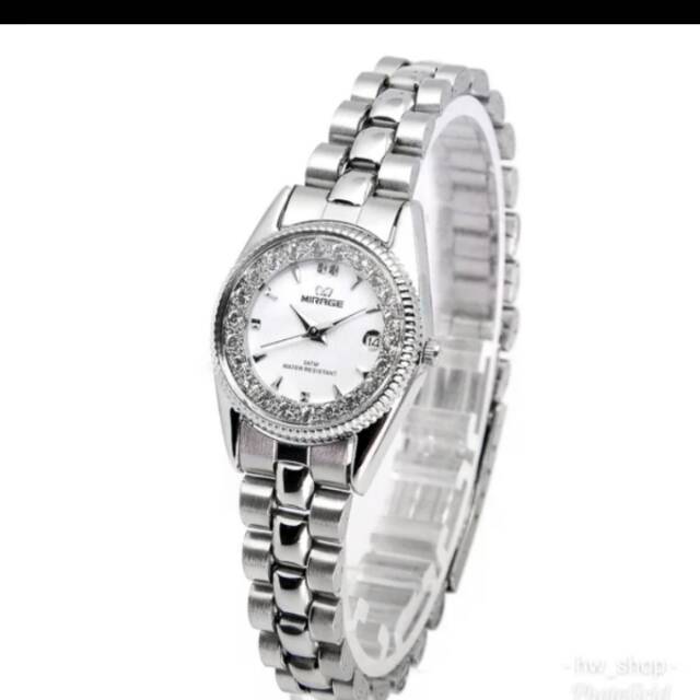 Jam Tangan Wanita Mirage Silver Permata