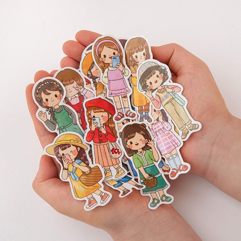 

Stiker girl chibi ootd/cute untuk journal/catatan