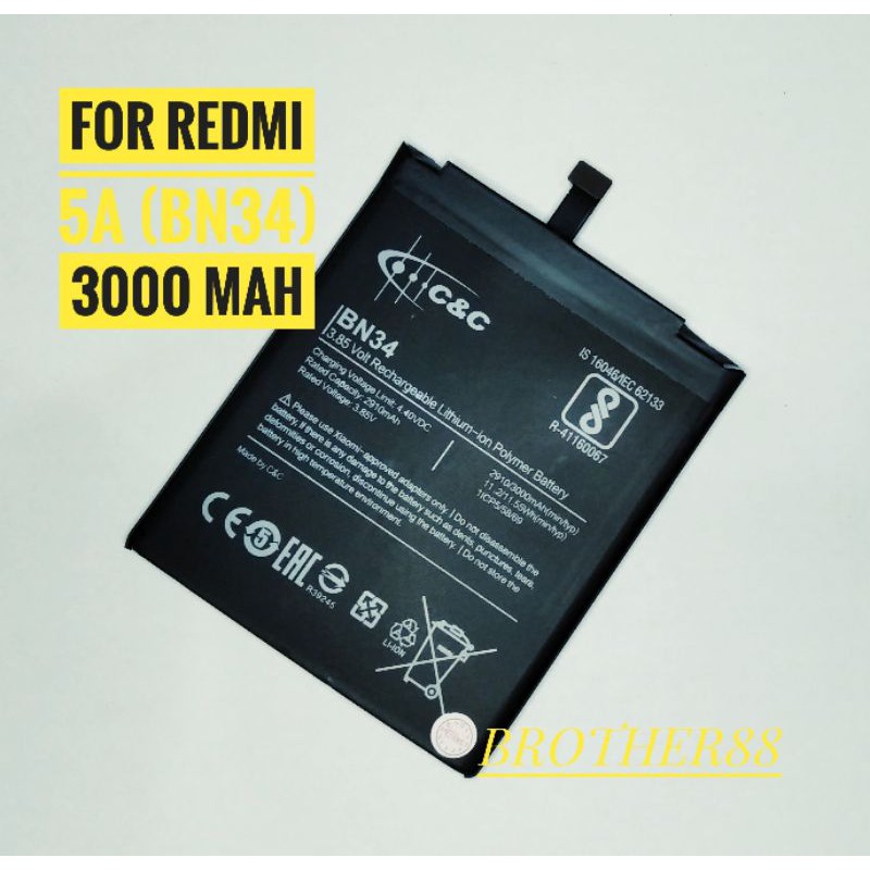 BATTERY BATERAI BATRE XIAOMI REDMI 5A (BN34) ORIGINAL C&amp;C