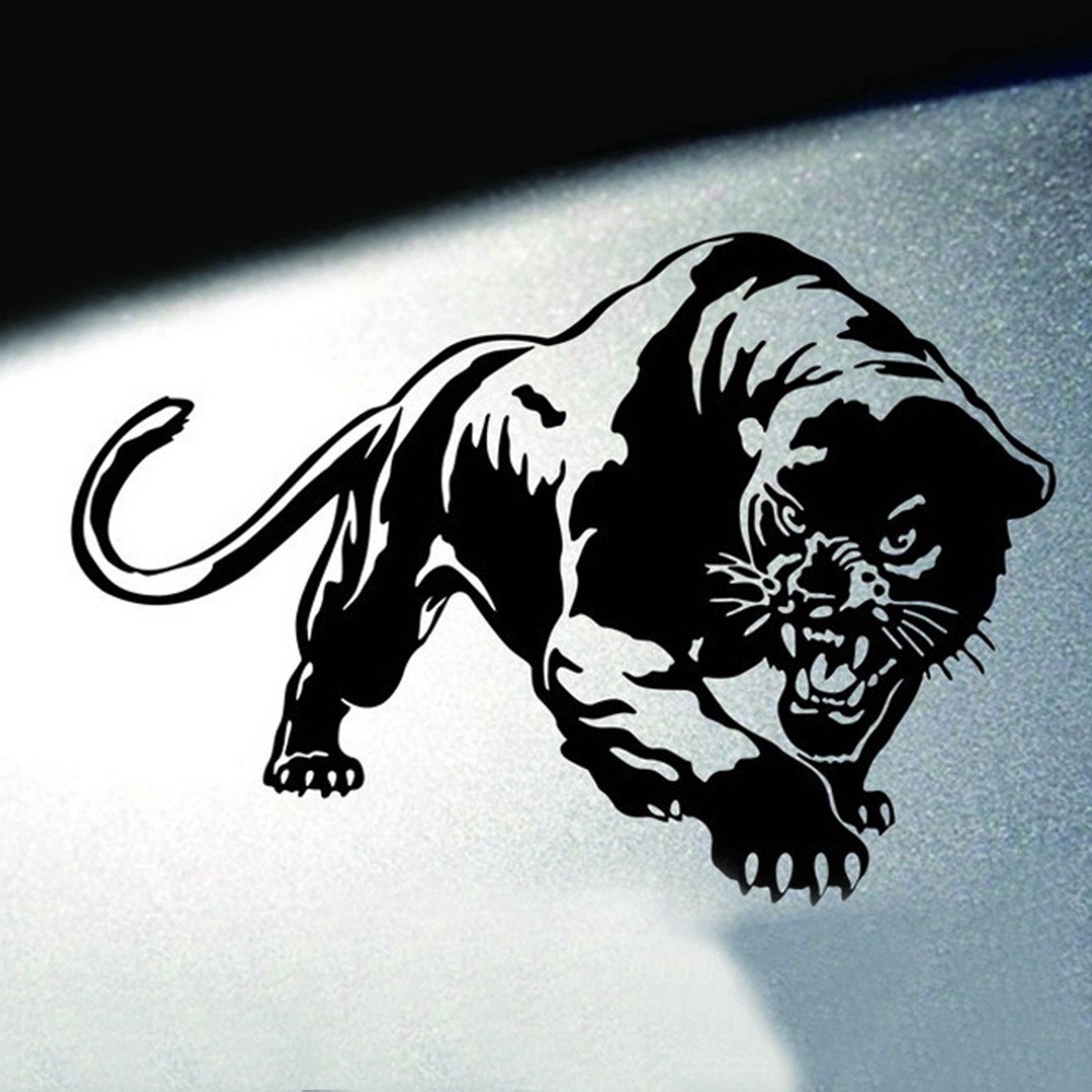 Stiker Vinyl Motif Hewan Leopard Warna Hitam Untuk Jendela Mobil