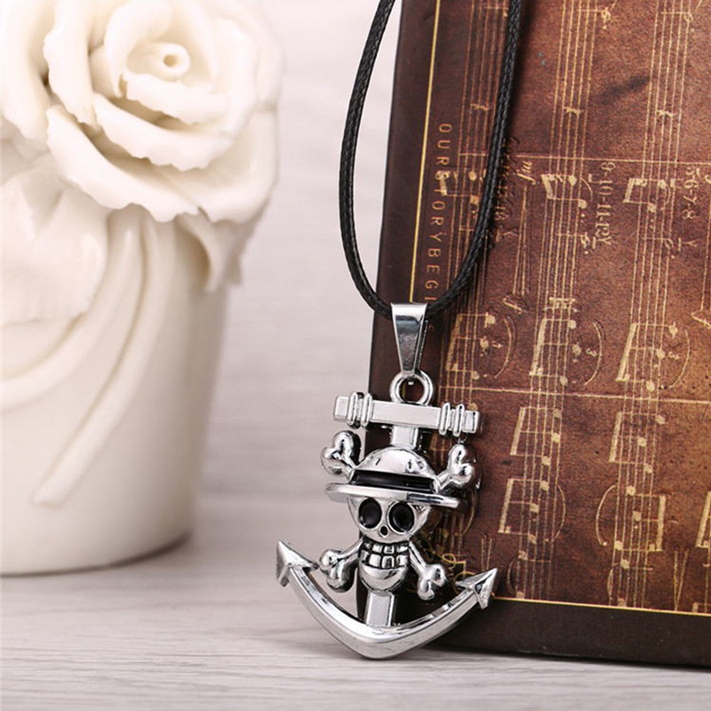 Fancyqube Kalung Rantai Choker Hias Liontin Tengkorak Bajak Laut One Piece Gaya Jepang Untuk Cosplay