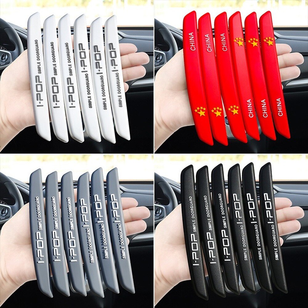 6pcs Stiker Strip Pelindung Pinggiran Pintu Mobil Anti Gores Warna Hitam