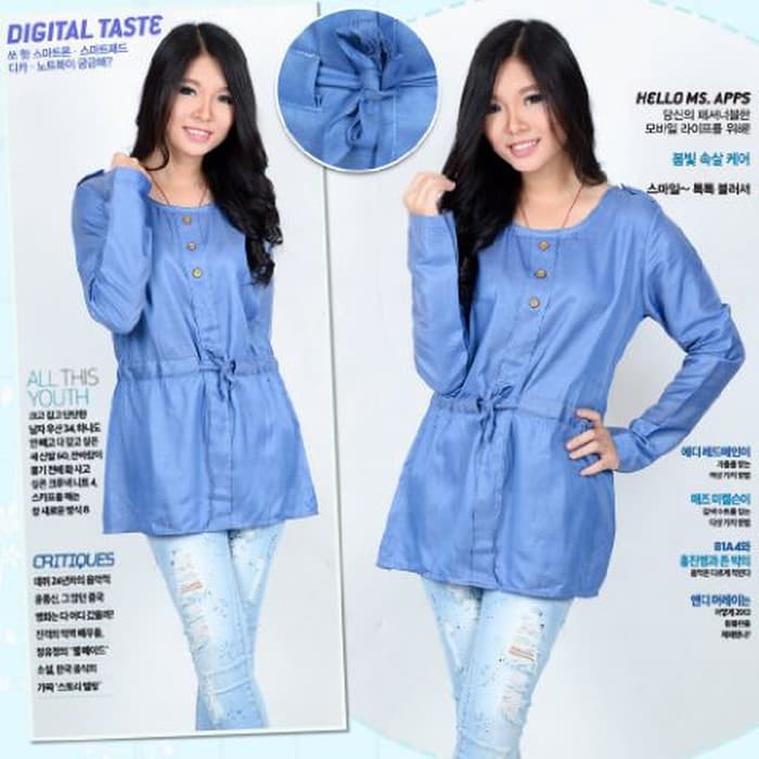 Blus Sifon - Blouse Wanita - Atasan Wanita Blouse Sannia Sw Pakaian Wanita Blouse Korea Warna Biru