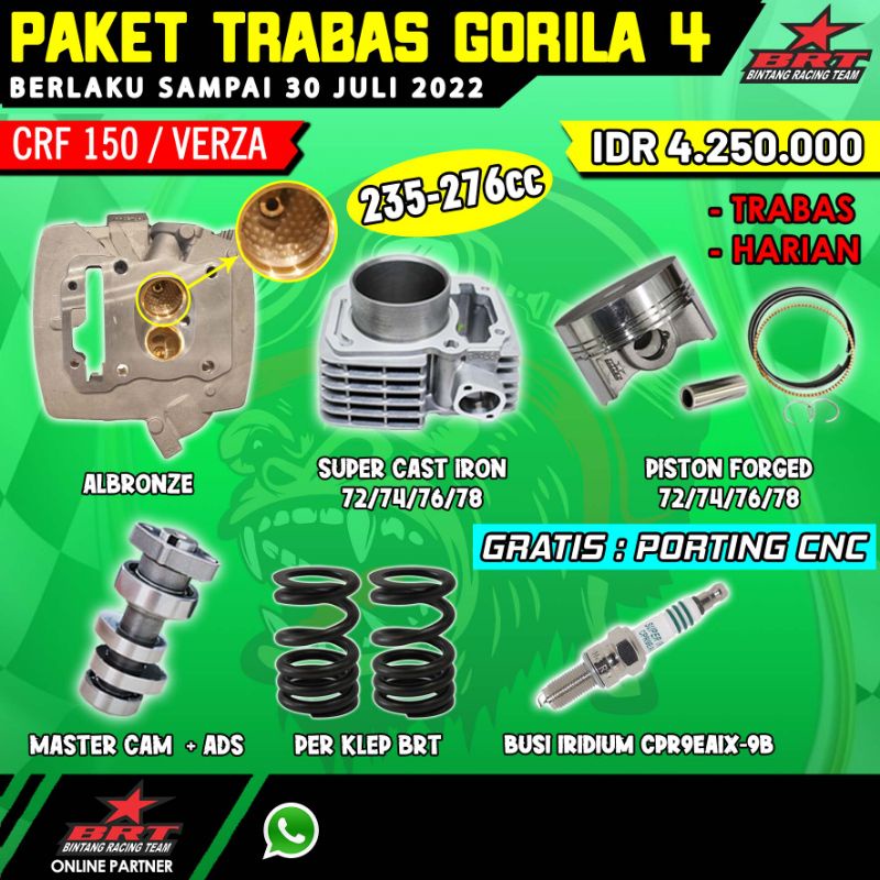 PAKET TRABAS GORILA 4 BRT CRF 150 & VERZA