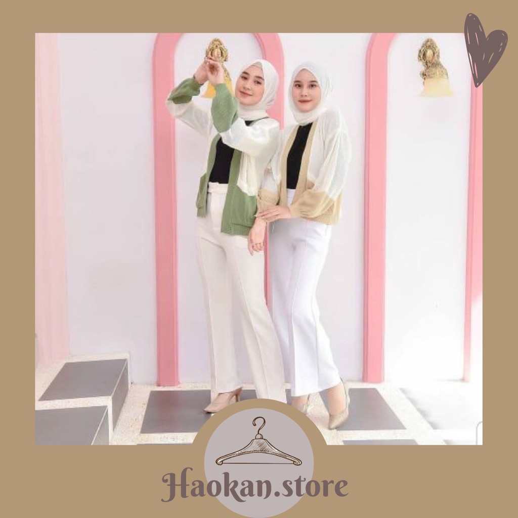Manda Outer/ Outer Rajut/Cardigan two tone/Cardigan Wanita Rajut/Cardigan 2 warna