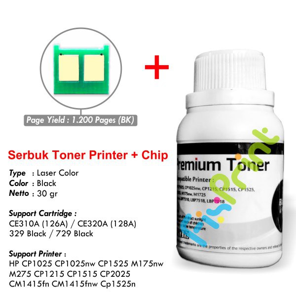 Serbuk Refill + CHIP Toner HP 130A CF350A CF351A CF352A CF353A Bubuk Cartridge Printer M177fw M176n