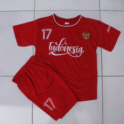 baju bola timnas/setelan bola timnas/setelan baju bola timnas indonesia size 1-12thn