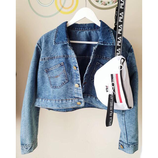 Jaket levis wanita crop denim//Jaket jeans crop sexy