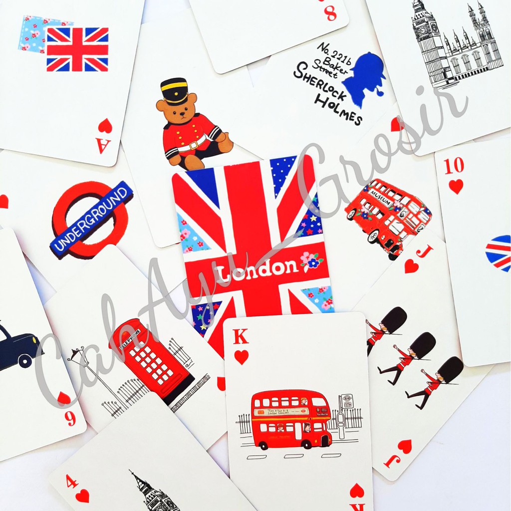 Kartu Remi Gambar Karakter Premium - London / Vintage / Girl