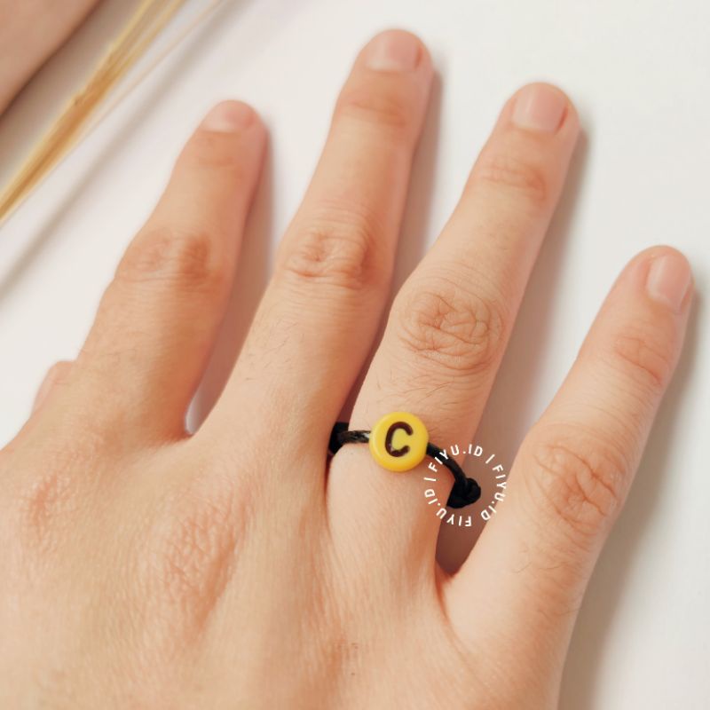 CINCIN INISIAL HURUF WARNA KUNING / CINCIN TALI HURUF ALPHABET