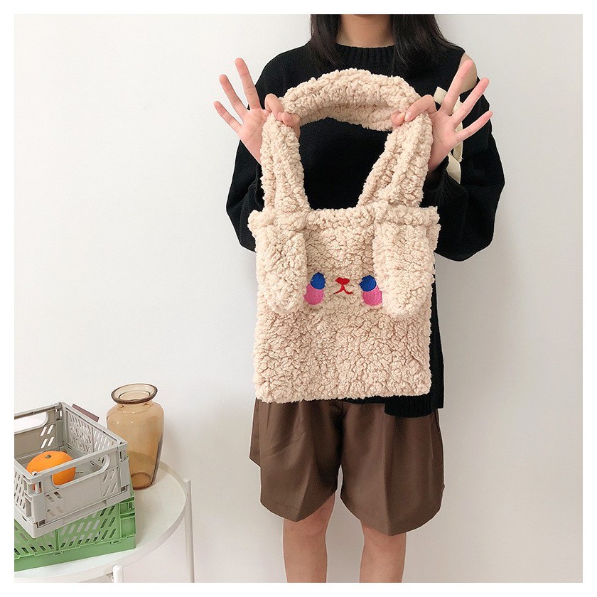 TB-56 tas bahu wanita bulu boneka import jepang korea rabbit sekolah