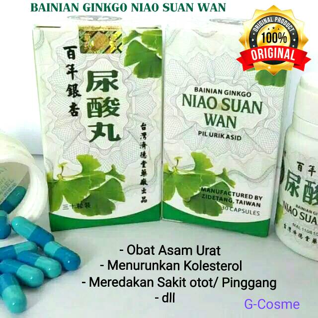 BAINIAN GINKGO NIAO SUAN WAN
ORIGINAL - IMPORT - OBAT ASAM URAT / KOLESTEROL / SAKIT OTOT / PINGGANG