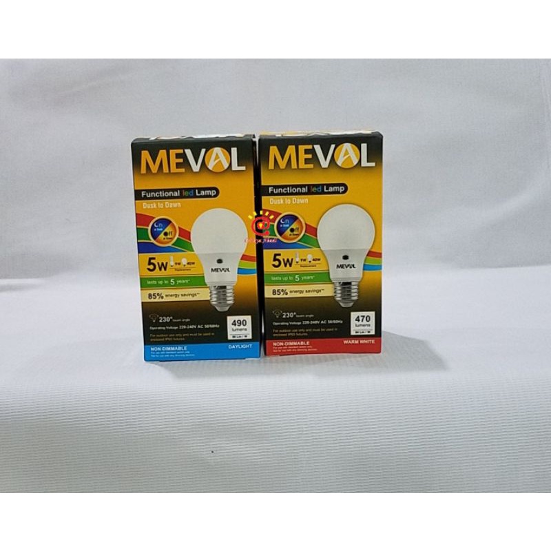Lampu Led Sensor Cahaya 5W Putih Kuning Meval