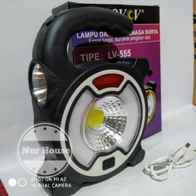 senter cas led emergency lovov tenaga surya lampu cas led cob LV 555